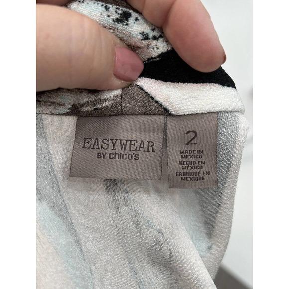 Easywear Chicos Womens Size 2 (L) Pink Multi Color Open Front Cardigan Abstract - Picture 4 of 10